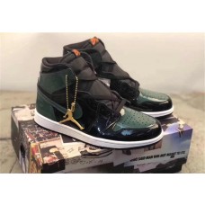 Solyfly x Nike Air Jordan 1 Men's Black/Green/Orange Basketball Shoes