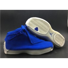 Nike Air Jordan 18 Retro Blue Suede Men's Racer Blue/Racer Blue-Sail Basketball Shoes AA2494-401